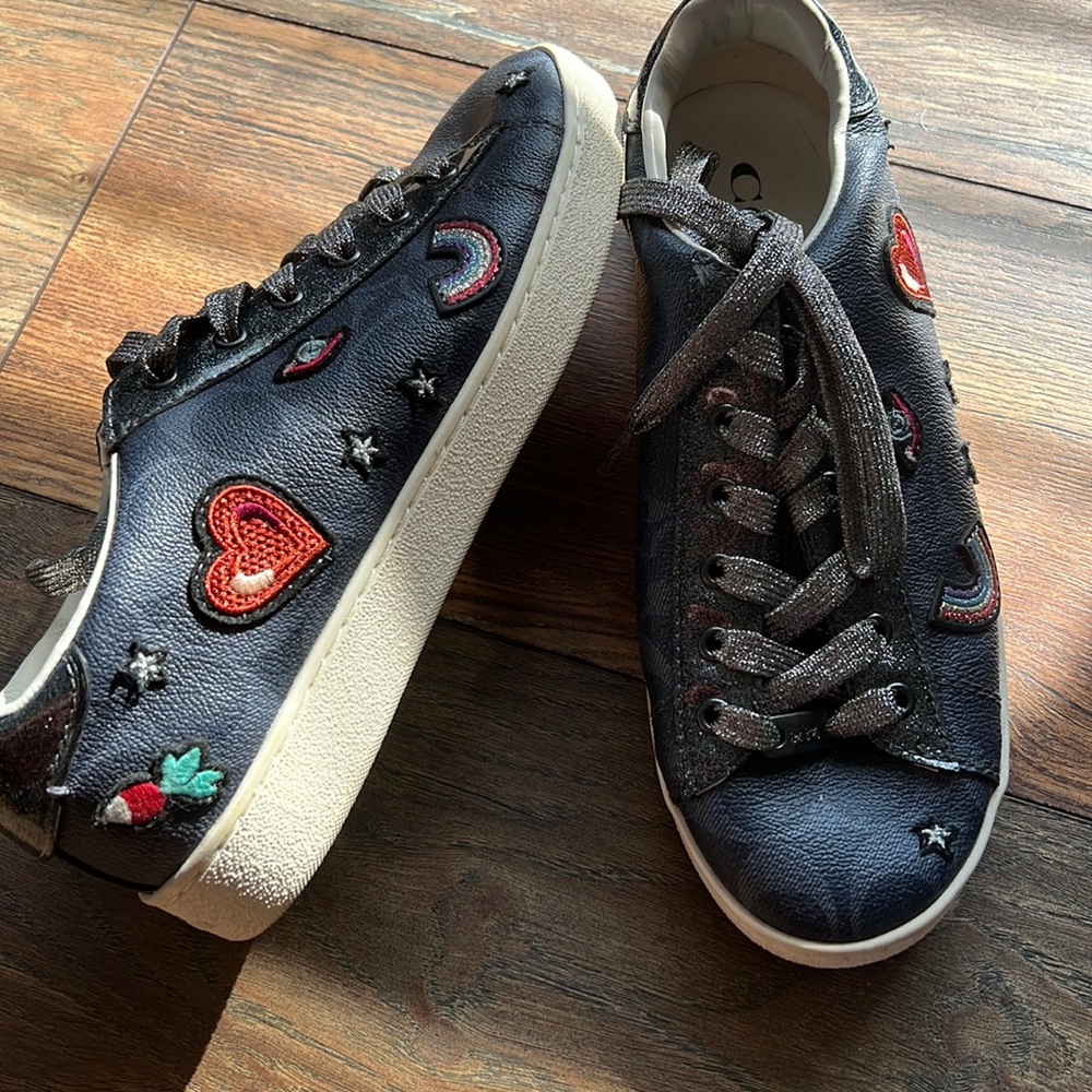 Coach faux denim and patchwork sneakers